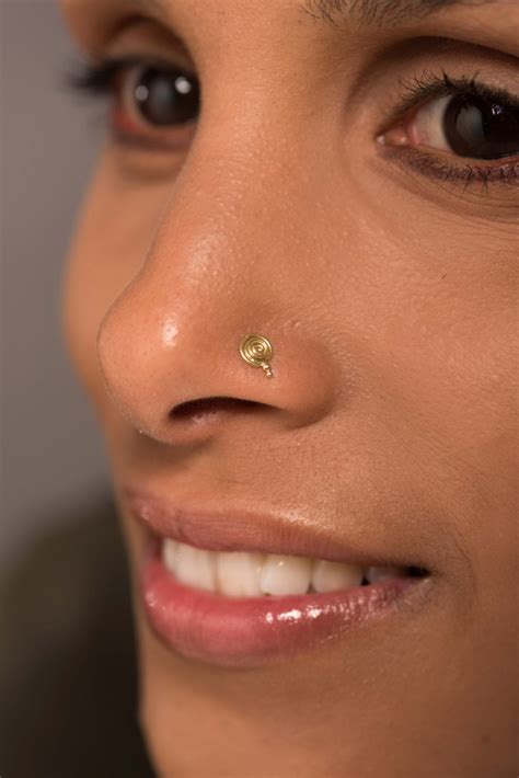 Indian Nose Stud K Gold Nose Ring Nosestrill Screw Gold Etsy