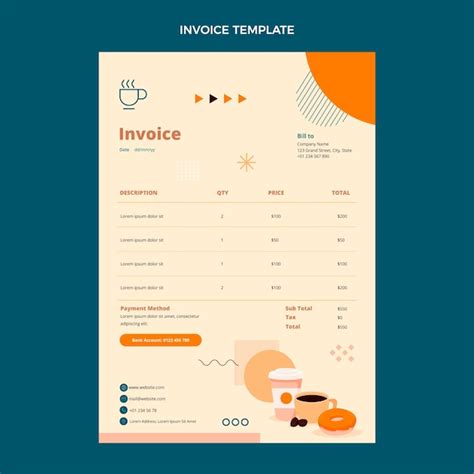 Free Vector Flat Design Coffee Shop Invoice Template