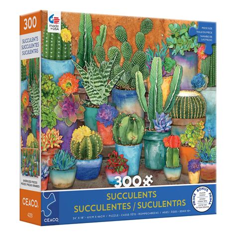 Ceaco 300 Piece Succulents Cactus Pots Interlocking Jigsaw Puzzle