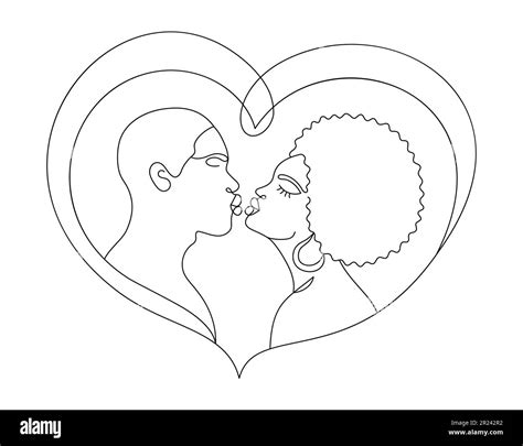 Abstract Afro Couple In A Modern Abstract Minimalist One Line Style Stock Vector Image And Art Alamy