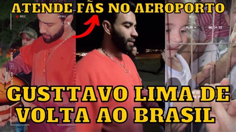 Gusttavo Lima de VOLTA ao Brasil ATENDE a MULTIDÃO de FÃS no AEROPORTO