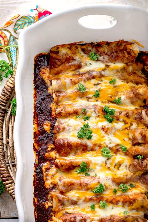 Chicken Enchiladas with Homemade Red Enchilada Sauce - Bunny's Warm Oven