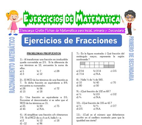 Ejercicios De Matematicas Para Primero De Secundaria Para Imprimir