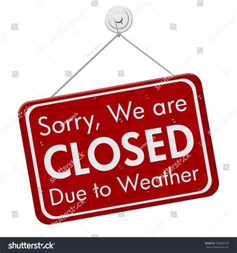 Closed Due Weather Sign Red Hanging Stock Illustration