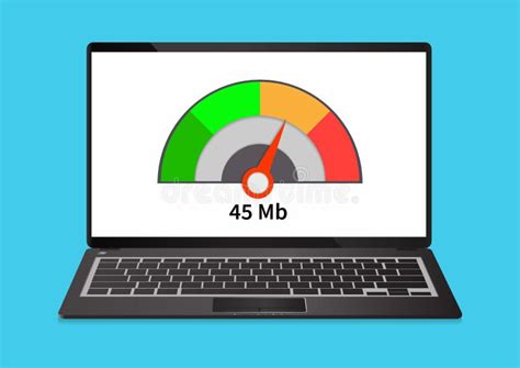 Front View Of Laptop With Internet Speed Test On A Screen Stock Vector