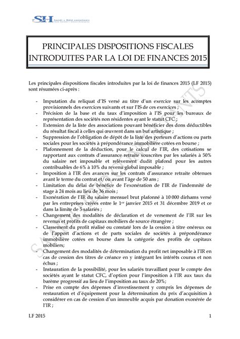 Note Technique LF 2015 NOTE CIRCULAIRE SUR LES DISPOSITION LOI