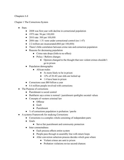 Unit Notes Chapters Chapter The Corrections System Stats