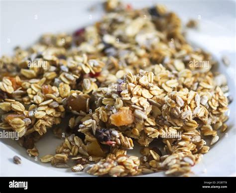 Organic Granola Cereal With Oats And Dried Fruits Stock Photo Alamy