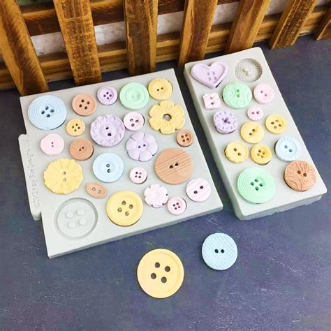 2 Pcsset Cute Button Silicone Moldepoxy Resin Button Molduv Resin