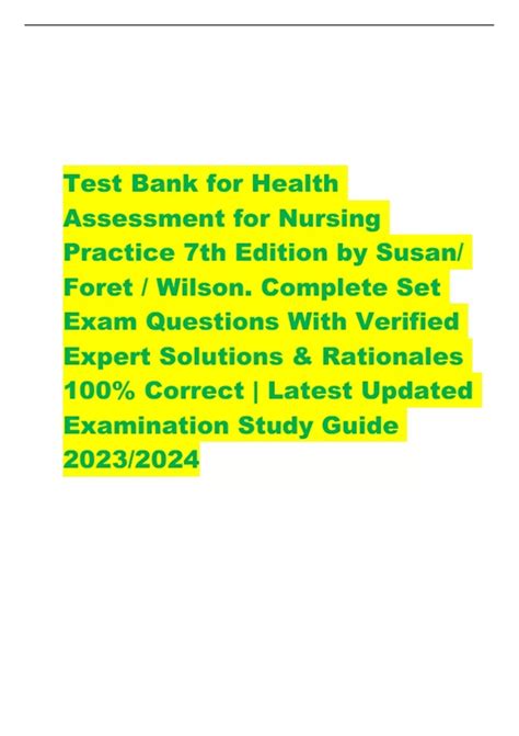 Test Bank For Health Assessment For Nursing Practice 7th Edition By