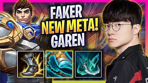 FAKER CRAZY NEW META GAREN MID T1 Faker Plays Garen MID Vs Nasus