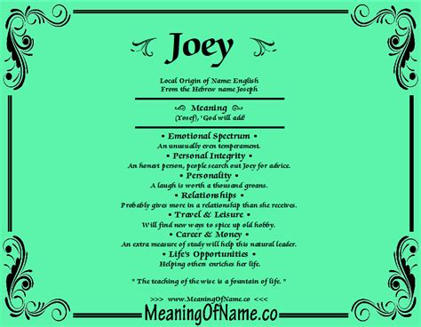 Joey Meaning Of Name