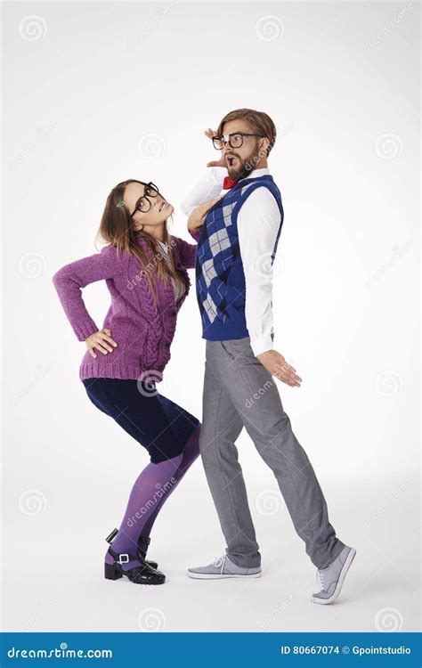 Funny Nerd Couple Stock Photo Image Of Studio Motion 80667074