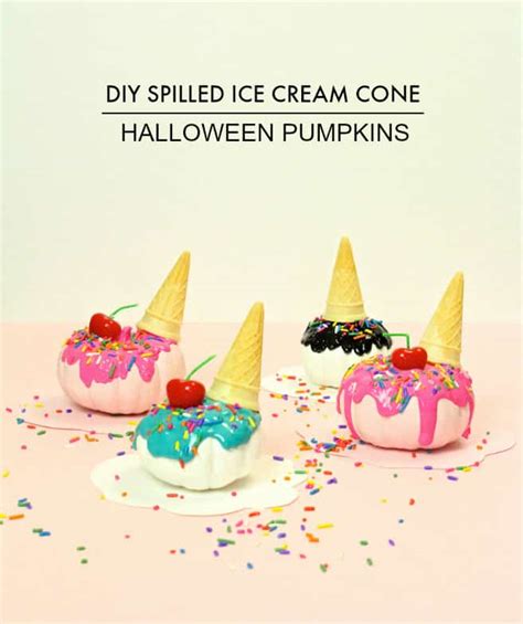 Diy Spilled Ice Cream Cone Mini Halloween Pumpkins Brite And Bubbly