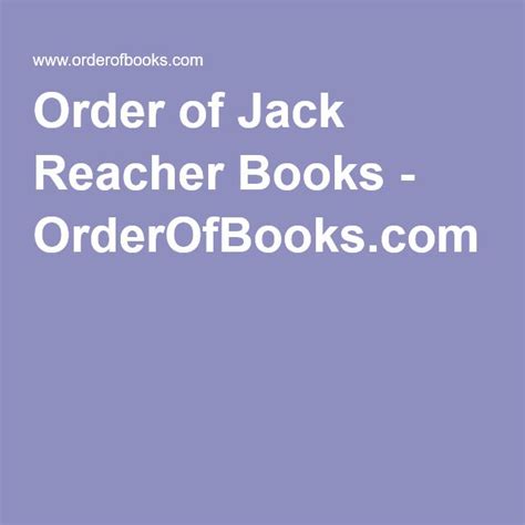 √ Chronological Order Jack Reacher Books In Order