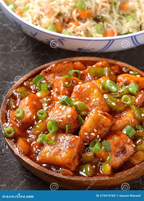 Chilli Paneer And Fried Rice Stock Photo Image Of Manchurian Indo