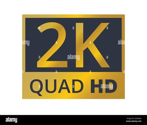 Isolated Black And Golden 2k Quad Resolution Symbol Concept Of