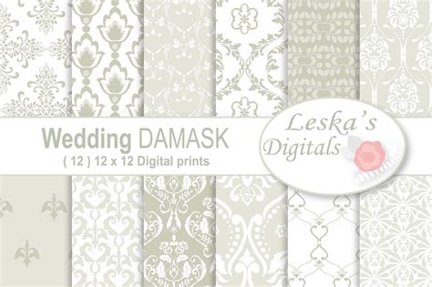 Wedding Damask Pattern Digital Paper Backgrounds Design Bundles