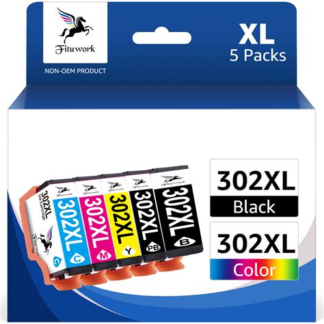 Fitu Work 302xl Ink Cartridges 5 Pack For Epson Xp 6000 Xp 6100 Printer Black Photo Black