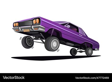 Hydraulic lowrider car jump and hop freestyle Vector Image