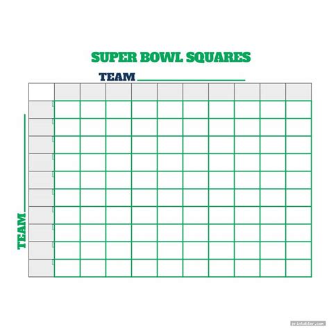 Super Bowl Football Squares Printable