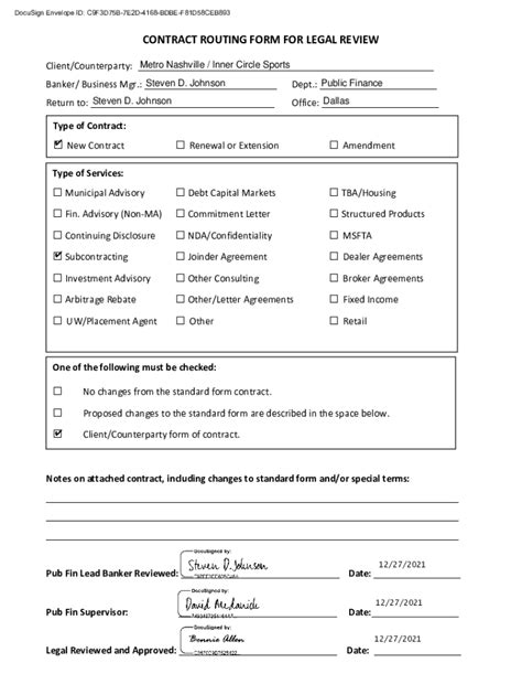 Fillable Online Contract Routing Form For Legal Review Fax Email Print