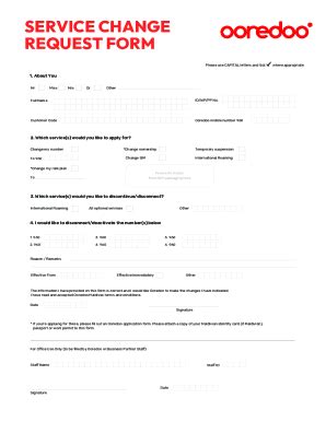 Fillable Online Mobile Service Change Request Form Fax Email Print