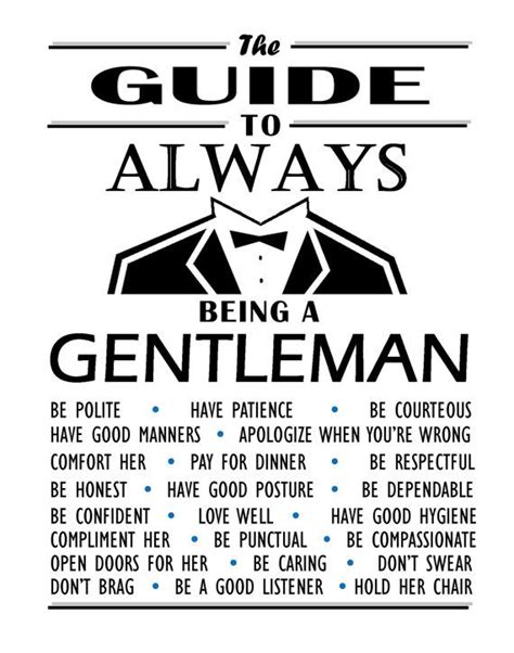 Items Similar To Rules To Being A Gentleman Instant Download 8x10 High