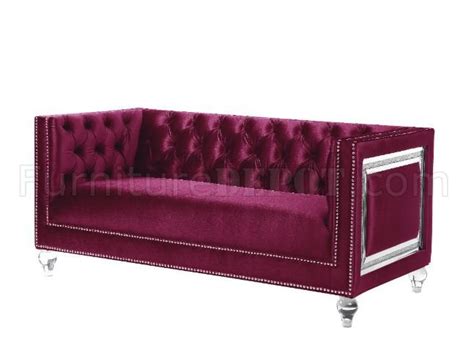 Heibero Sofa 56895 In Burgundy Velvet By Acme W Options