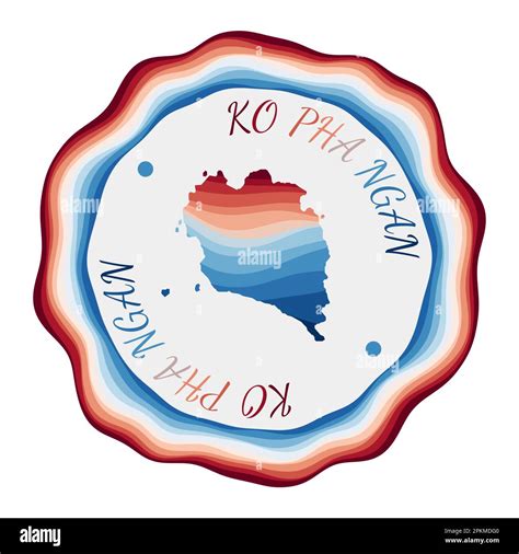 Ko Pha Ngan Badge Map Of The Island With Beautiful Geometric Waves And