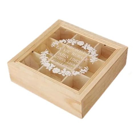 BOÎTE DE RANGEMENT en bois présentoir à bijoux avec couvercle en verre