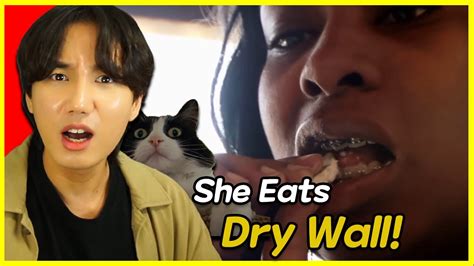 Korean Reacts To Woman Addicted To Eating Drywall Youtube