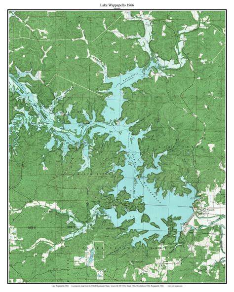 Lake Wappapello 1966 Old Map Topo Custom Composite Usgs Reprint