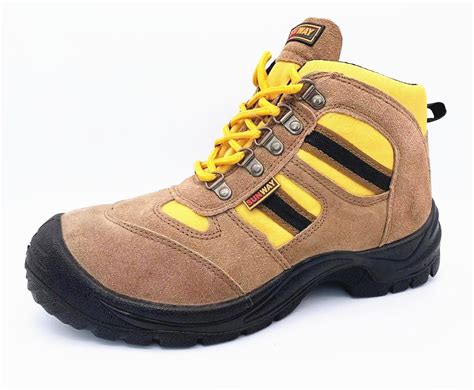 Anti Slip Khaki Color Security Genuine Leather Safety Shoes Safety Boots Security In Guangzhou