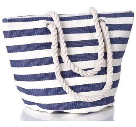 Custom Fashion Stripe Large Tote Beach Canvas Bag With Rope Handle Buy Wholesale Beach Bag