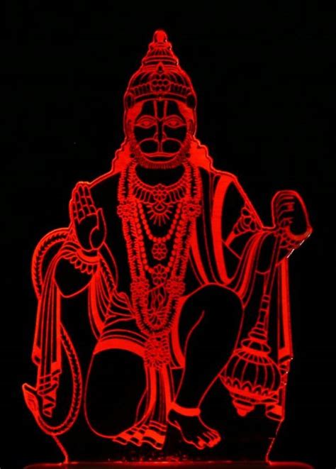 Vagalleryking Modern Contemporary Hanuman Ji 3d Illusion Acrylic Led Night Lamp For Decoration