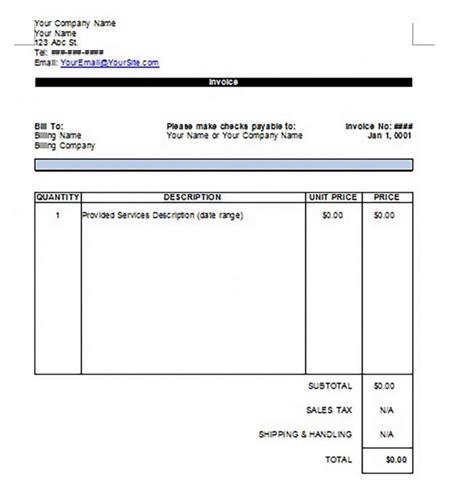 Google Doc Invoice Template Free