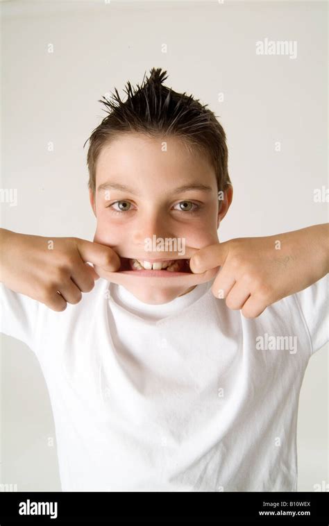 Pulling Faces Ugly Grotesque Pull Face Expression Fun Funny Stock Photo