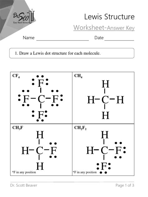 Valence Electrons And Lewis Dot Structure Worksheet Answers PDF