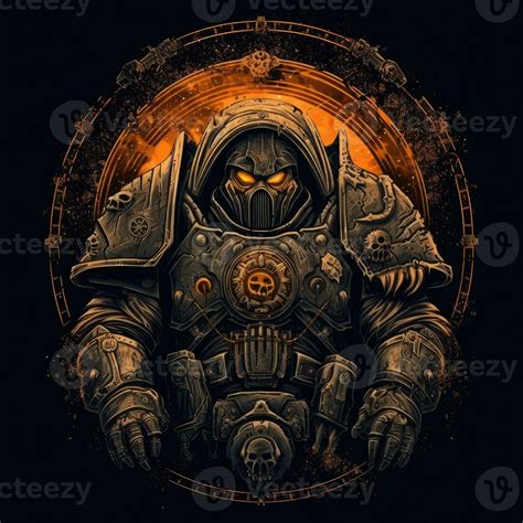 Warhammer Space Marine Tshirt Design Mockup Printable Cover Tattoo Isolated Vector Illustration