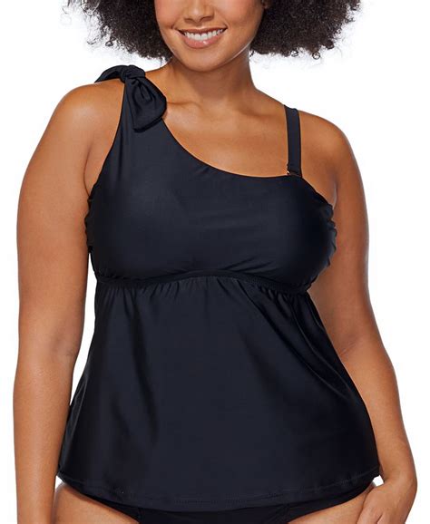 Raisins Curve Plus Size Solid Marita One Shoulder Removable Strap