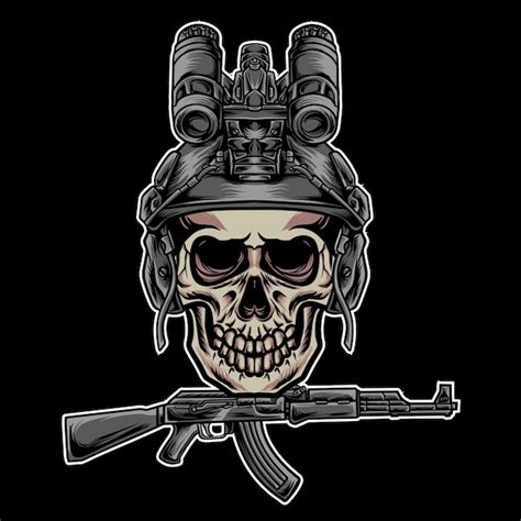 Premium Vector | Skull tactical with guns vector illustration