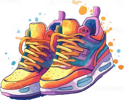 Hand Drawn Sneaker Watercolor Art Bursting With Colors And Splashes