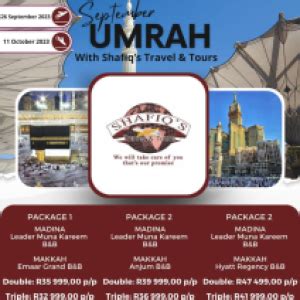 Shafiq S Travel September School Holidays Umrah Package 2