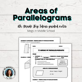 BIG IDEAS Math 6th Grade Ch7 L1 Guided Notes Area Of Parallelograms