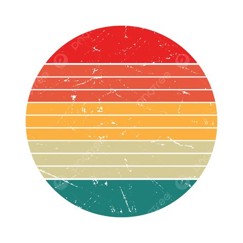 retro sunset beach vector art png vintage retro sunset striped circle