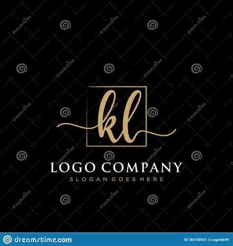 KL Initial Handwriting Logo With Rectangle Template Vector Stock Vector