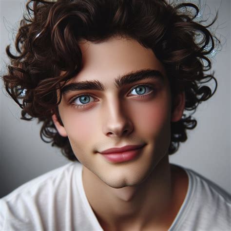 Vibrant 19 Year Old Male With Curly Brown Hair And Steel Blue Eyes Ai