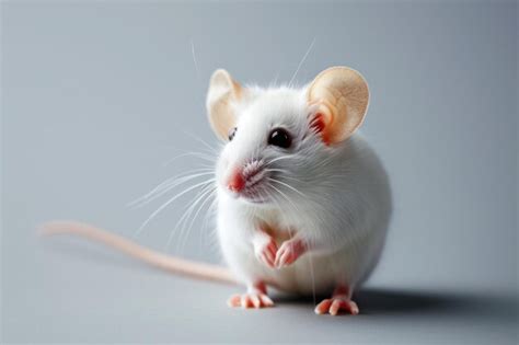 Premium Photo A White Mouse Standing In Solid Background