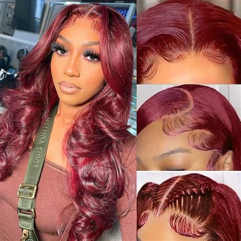 Larhali Hair Body Wave 99j Lace Front Wigs Human Hair 99j